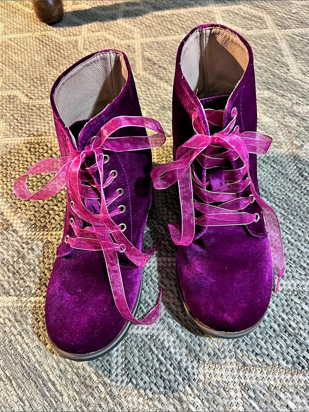 A Dream Co. Velvet Ankle Boots in Purple Like New